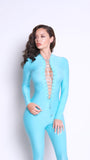The Oasis Jumpsuit – Aqua Blue Sculpted Bodycon One-Piece