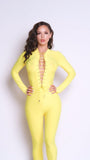 The Aurea Jumpsuit – High-Shine Yellow Sculpted One-Piece