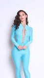 The Oasis Jumpsuit – Aqua Blue Sculpted Bodycon One-Piece