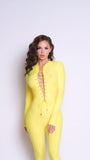 The Aurea Jumpsuit – High-Shine Yellow Sculpted One-Piece