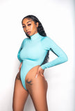 The Oasis Bodysuit – Aqua Blue Sculpting Long Sleeve