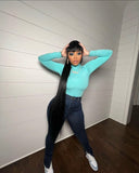 The Oasis Bodysuit – Aqua Blue Sculpting Long Sleeve