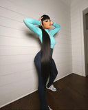 The Oasis Bodysuit – Aqua Blue Sculpting Long Sleeve