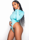 The Oasis Bodysuit – Aqua Blue Sculpting Long Sleeve