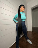 The Oasis Bodysuit – Aqua Blue Sculpting Long Sleeve