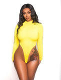 The Aurea Bodysuit – Neon Yellow Luxe Long Sleeve Fit