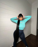 The Oasis Bodysuit – Aqua Blue Sculpting Long Sleeve